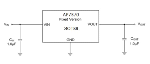 Applikations-Schaltungsdiagramm - Diodes Incorporated AP7370 ULDO-Regler (Ultra-Low Drop-Out, ULDO)